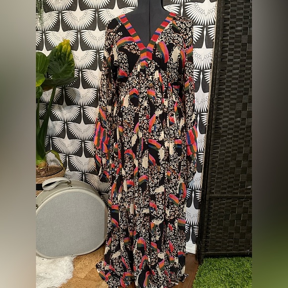 FARM RIO Leopard Toucans Dress - MAXI DRESS Size LG - Picture 5 of 14